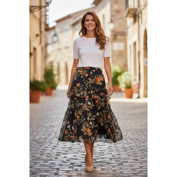 Lauren Ralph Lauren Dresses & Skirts - Lauren Ralph Lauren NWT Floral Tiered Maxi Skirt Cottagecore Boho 4 W29 $135